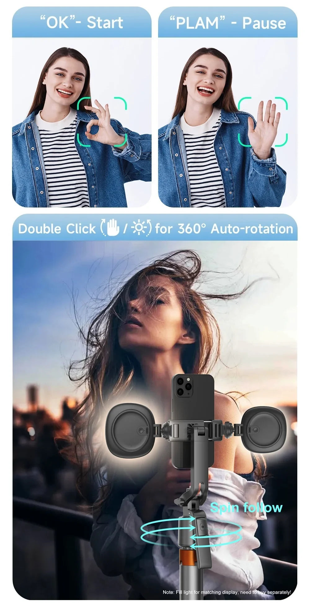 trépied avec suivi de visage 360